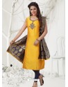 Yellow Latest Designer Party Wear Readymade Straight Salwar Suit