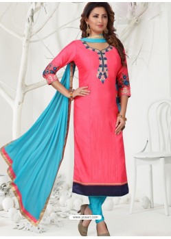 Fuchsia Latest Designer Party Wear Readymade Straight Salwar Suit
