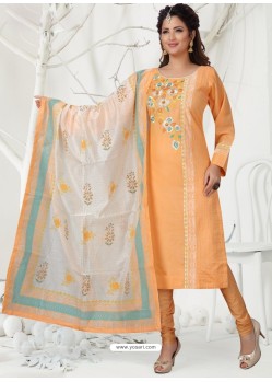 Light Orange Latest Designer Party Wear Readymade Straight Salwar Suit