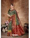 Dark Green Latest Designer Traditional Wear Banarasi Silk Sari