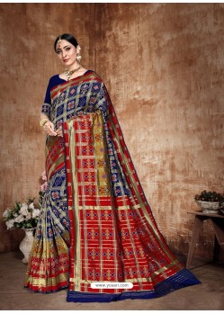 Royal Blue Latest Designer Traditional Wear Banarasi Silk Sari