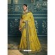 Lemon Embroidered Designer Traditional Wear Silk Sari
