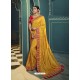 Yellow Embroidered Designer Traditional Wear Silk Sari
