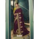 Deep Wine Embroidered Designer Traditional Wear Silk Sari