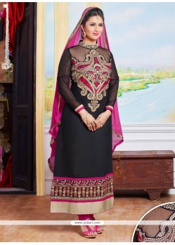 Princely Cotton Black Designer Straight Salwar Suit