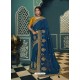 Dark Blue Embroidered Designer Traditional Wear Silk Sari