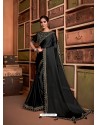 Black Groovy Embroidered Designer Party Wear Sari