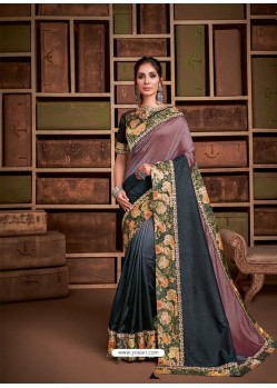 Multi Colour Groovy Embroidered Designer Party Wear Sari