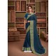 Teal Blue Groovy Embroidered Designer Party Wear Sari