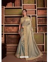Beige And Gold Groovy Embroidered Designer Party Wear Sari
