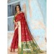 Red Latest Designer Traditional Wear Silk Handloom Sari
