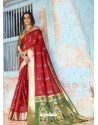 Red Latest Designer Traditional Wear Silk Handloom Sari