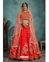 Red Trendy Heavy Embroidered Designer Bridal Lehenga Choli