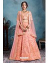Light Orange Trendy Heavy Embroidered Designer Bridal Lehenga Choli