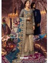 Teal Blue Latest Wedding Wear Designer Georgette Pakistani Suit