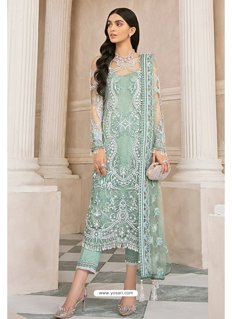 Grey Embroidered Faux georgette Pakistani Suit UK - SK14007