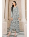 Grey Latest Party Wear Designer Butterfly Net Pakistani Suit