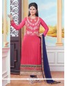 Preferable Hot Pink Cotton Designer Straight Salwar Suit