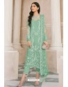 Sea Green Latest Party Wear Designer Butterfly Net Pakistani Suit