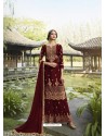 Dark Red Designer Faux Georgette Party Wear Palazzo Suit