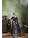 Navy Blue Mesmeric Designer Classic Wear Silk Sari