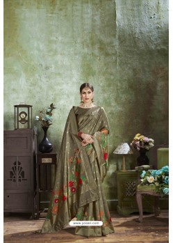 Mehendi Mesmeric Designer Classic Wear Silk Sari