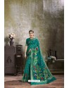 Teal Mesmeric Designer Classic Wear Silk Sari