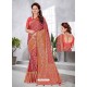 Light Red Latest Designer Traditional Party Wear Banarasi Silk Wedding Sari