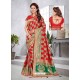 Red Latest Designer Traditional Party Wear Banarasi Silk Wedding Sari