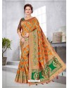 Orange Latest Designer Traditional Party Wear Banarasi Silk Wedding Sari