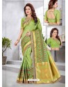 Stunning Green Latest Designer Traditional Party Wear Banarasi Silk Wedding Sari