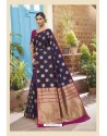 Navy Blue Latest Designer Classic Wear Soft Silk Sari