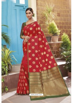 Red Latest Designer Classic Wear Soft Silk Sari