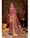 Deep Wine Embroidered Designer Party Wear Banarasi Silk Sari