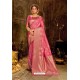 Hot Pink Embroidered Designer Party Wear Banarasi Silk Sari