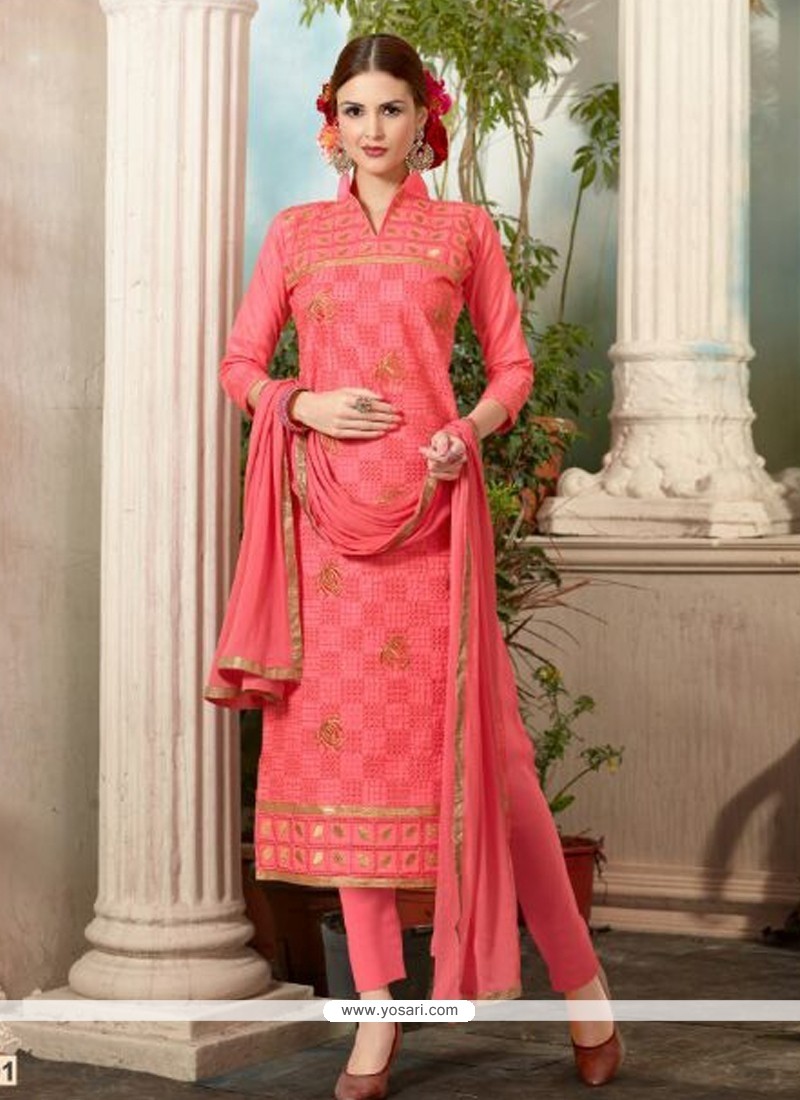 Floral Hot Pink Cotton Salwar Suit