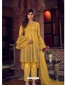 Yellow Heavy Designer Party Wear Palazzo Salwar Suit