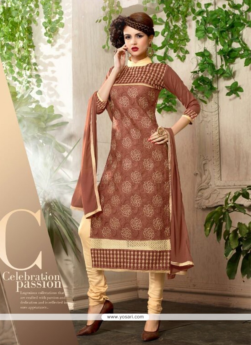 Eye-catchy Brown Churidar Salwar Suit