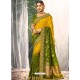 Stylish Mustard Heavy Embroidered Designer Wedding Wear Dola Silk Sari