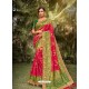 Dark Peach Heavy Embroidered Designer Wedding Wear Dola Silk Sari