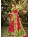 Dark Peach Heavy Embroidered Designer Wedding Wear Dola Silk Sari