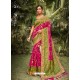 Rose Red Heavy Embroidered Designer Wedding Wear Dola Silk Sari