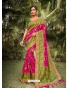 Rose Red Heavy Embroidered Designer Wedding Wear Dola Silk Sari