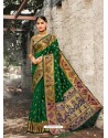 Dark Green Designer Traditional Wear Banarasi Silk Sari