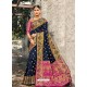 Navy Blue Designer Traditional Wear Banarasi Silk Sari