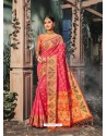 Light Red Designer Traditional Wear Banarasi Silk Sari