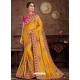 Yellow Designer Party Wear Embroidered Poly Silk Sari