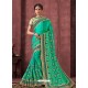 Jade Green Designer Party Wear Embroidered Poly Silk Sari