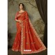 Rust Latest Designer Party Wear Embroidered Poly Silk Sari