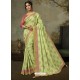 Green Latest Designer Party Wear Embroidered Poly Silk Sari